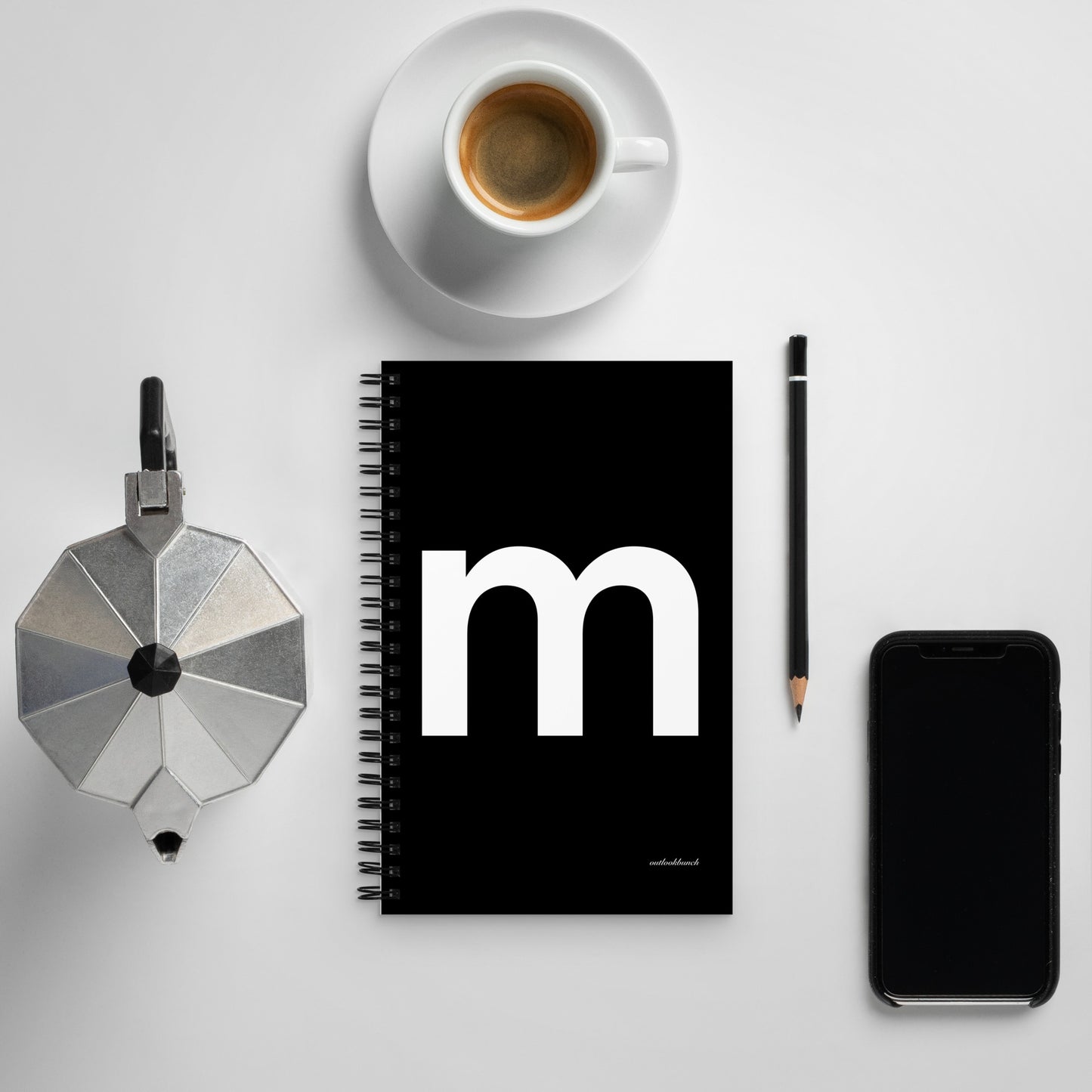 Letter spiral notebook - ‘m’ - black