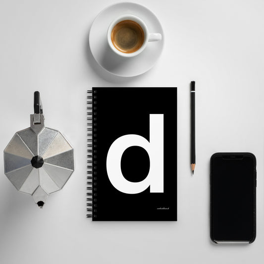 Letter spiral notebook - ‘d’ - black