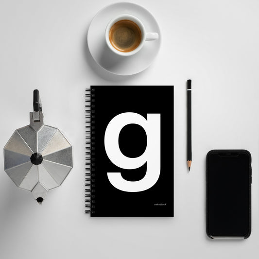 Letter spiral notebook - ‘g’ - black