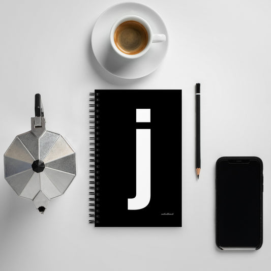 Letter spiral notebook - ‘j’ - black