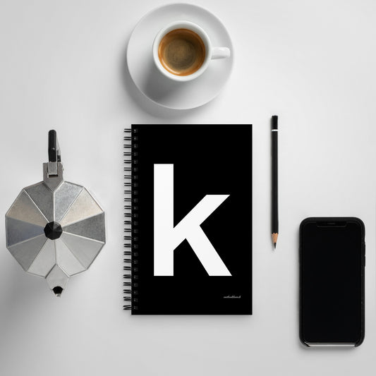 Letter spiral notebook - ‘k’ - black